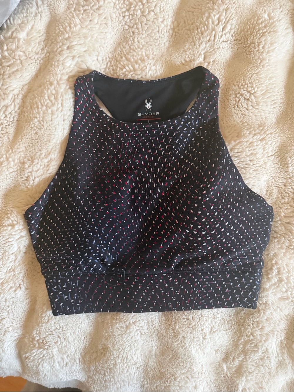 Spyder Black High-Neck Patterned Athletic Bodysuit Top
